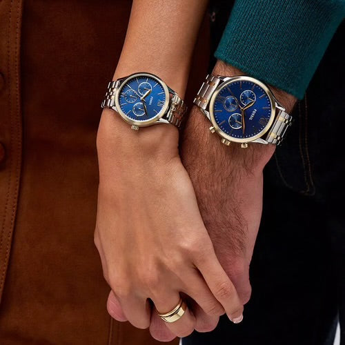 Fossil Fenmote Blue Dial Pair Set