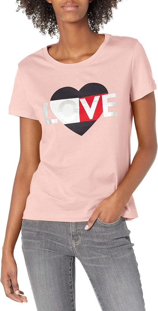 Tommy Hilfiger Womens Short Sleeve Crew Neck Logo T-Shirt
