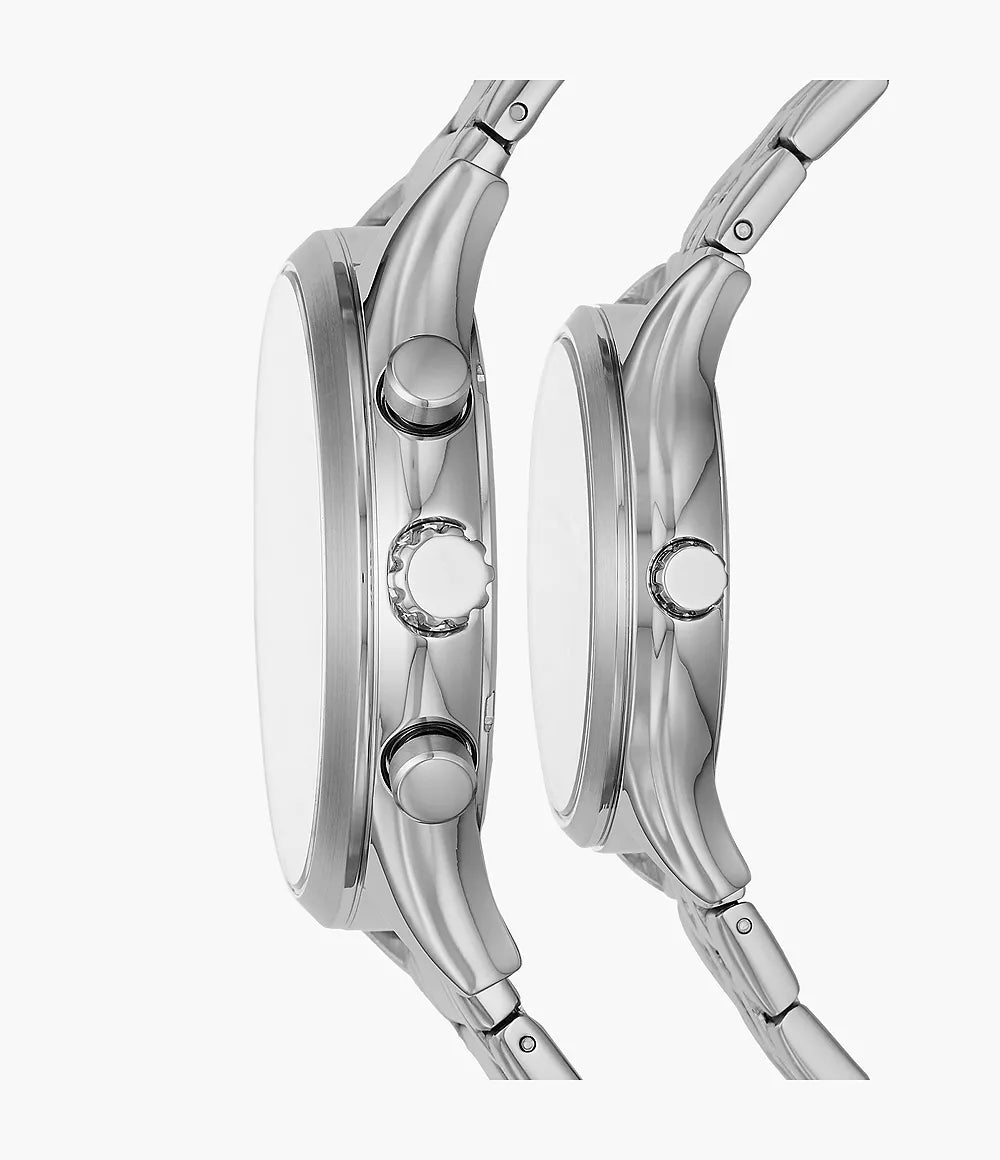Fossil His and Her Fenmore Multifunction Stainless Steel Watch Gift Set