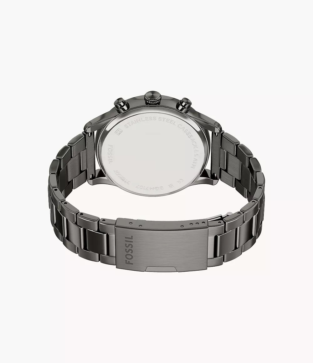 Fossil Try On & Compare Size Bennett Multifunction Gunmetal Stainless Steel Watch