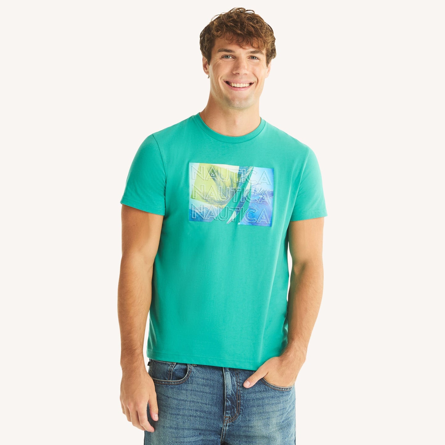 NAUTICA-Logo Palm Tree Graphic T-Shirt