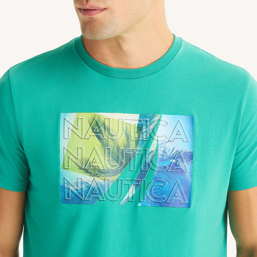 NAUTICA-Logo Palm Tree Graphic T-Shirt