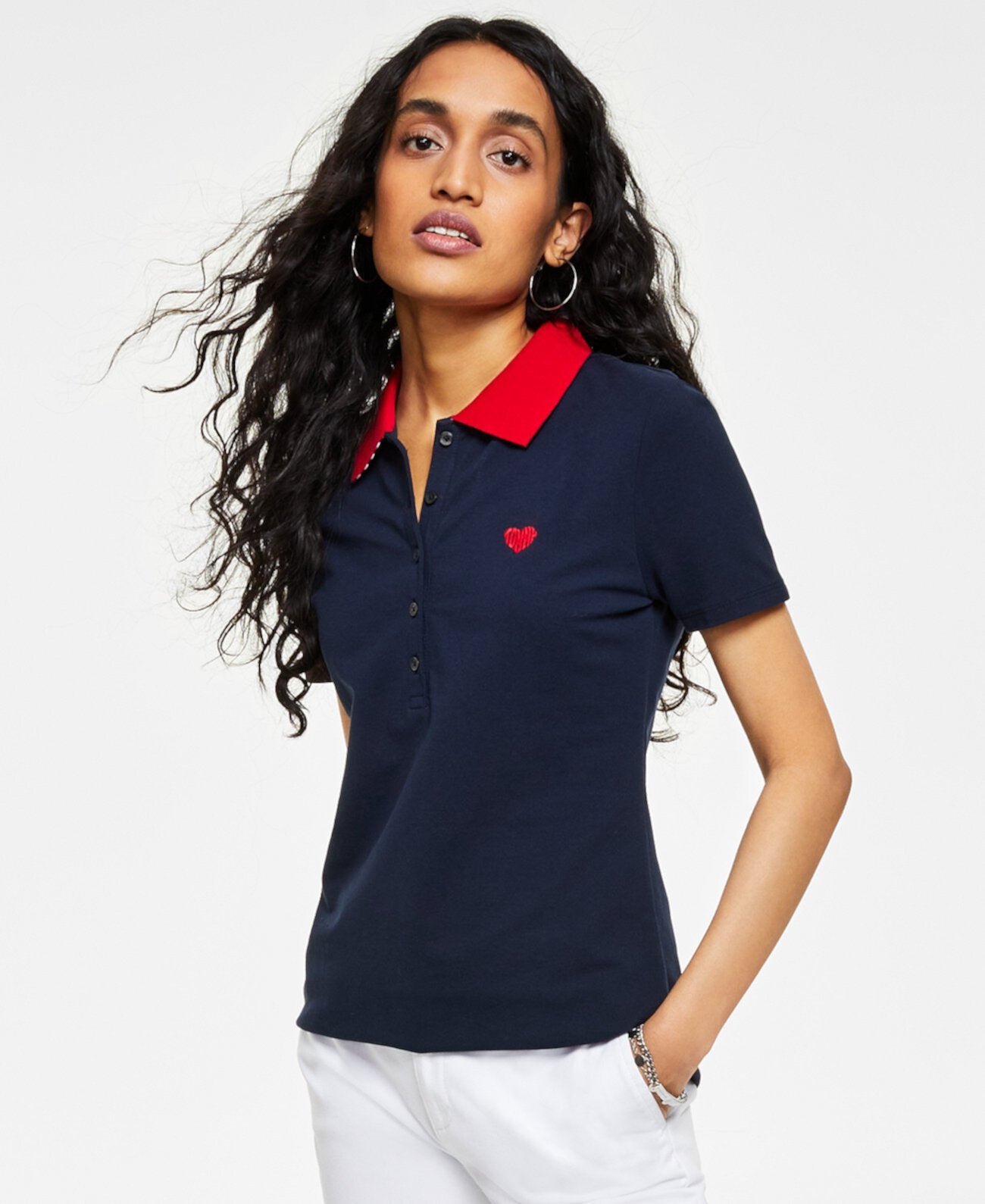 Tommy Hilfiger Women's Th Flex Hampton Cuffed Heart Polo