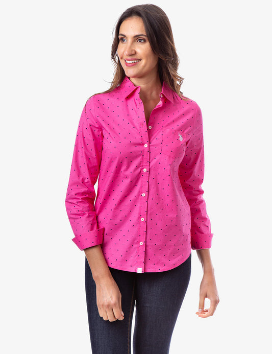 U.S Polo Assn Dot Poplin Long Sleeve Shirt