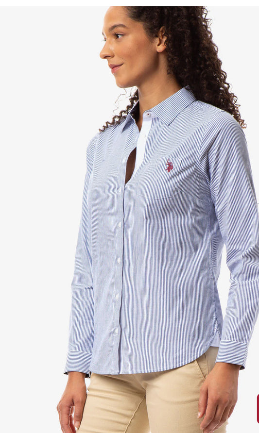 U.S Polo Assn Striped Poplin Long Sleeve Shirt