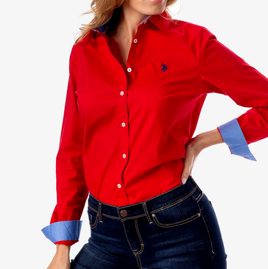 U.S. Polo Assn. Women's Mint Long Sleeve Basic Shirt