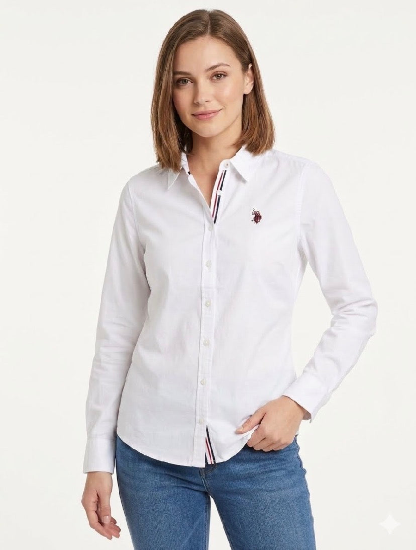 U.S POLO ASSN-White button-down shirt for women from the brand U.S. Polo Assn