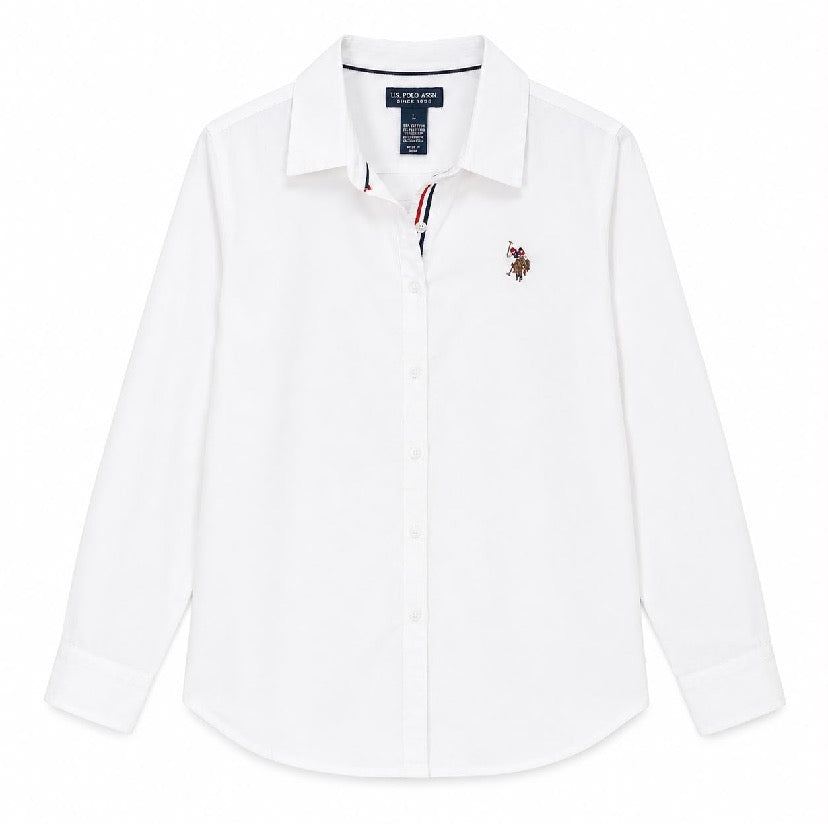 U.S POLO ASSN-White button-down shirt for women from the brand U.S. Polo Assn