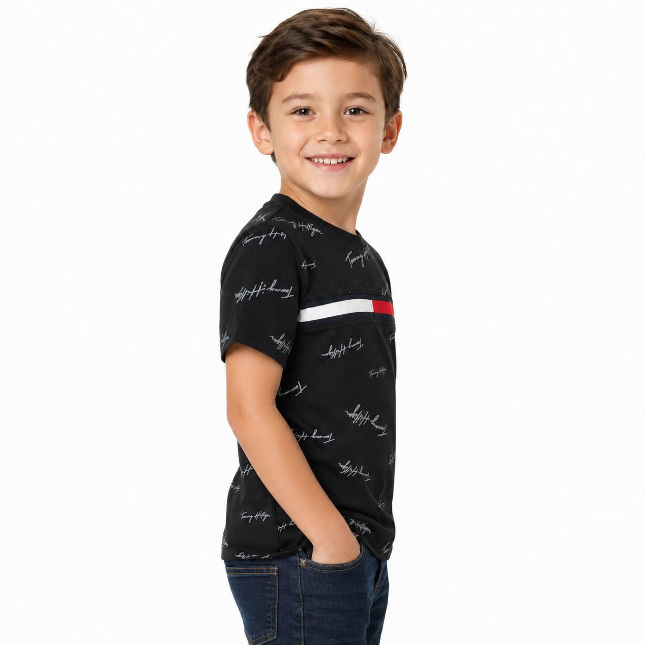 Tommy Hilfiger Kids' Signature Flag Stripe Logo T-Shirt