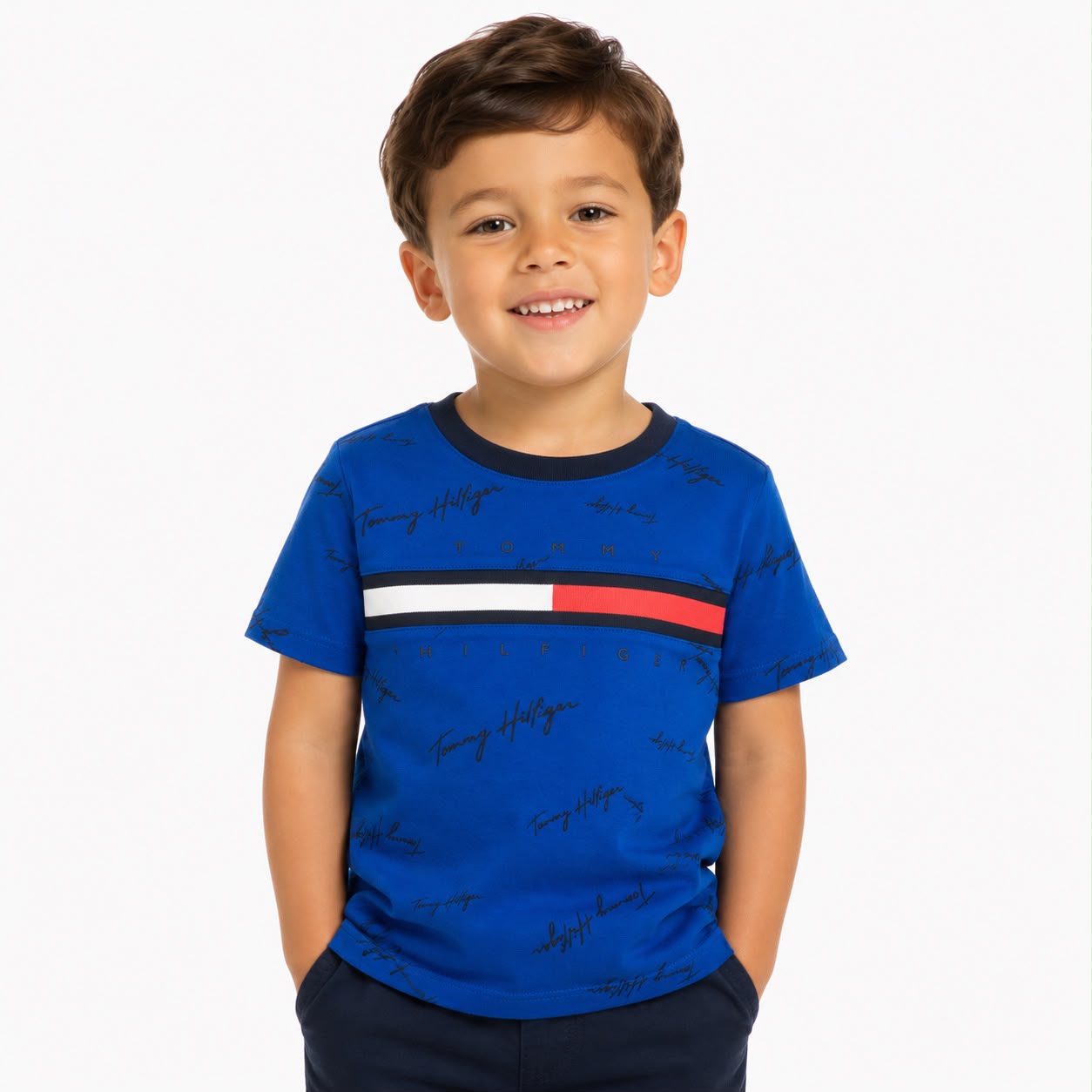 Tommy Hilfiger Kids' Signature Flag Stripe Logo T-Shirt