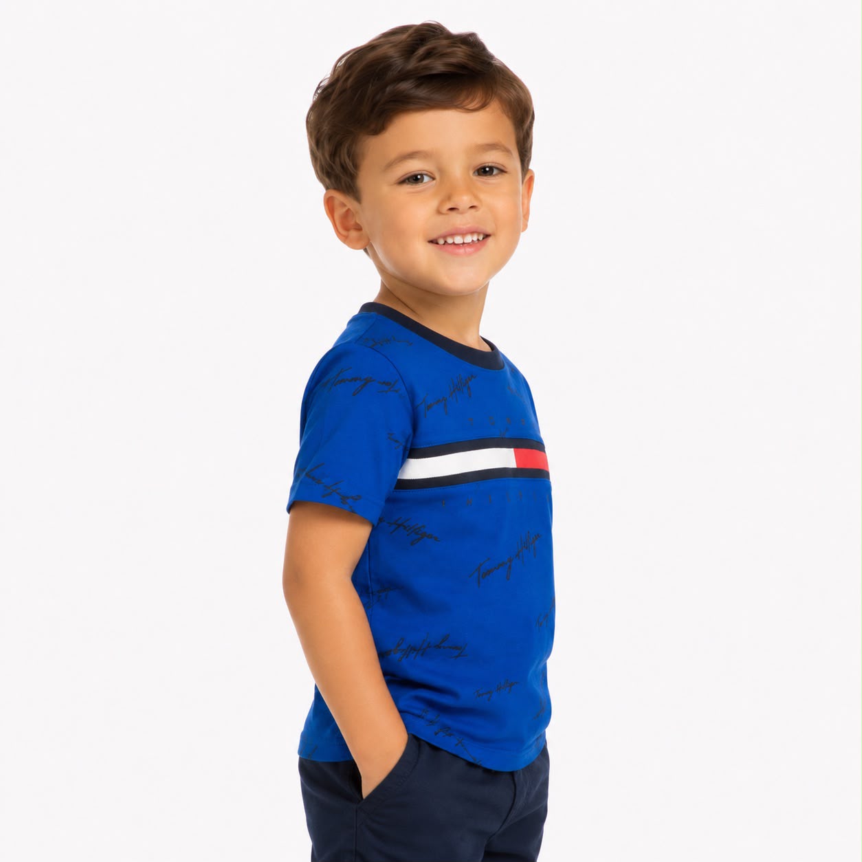 Tommy Hilfiger Kids' Signature Flag Stripe Logo T-Shirt