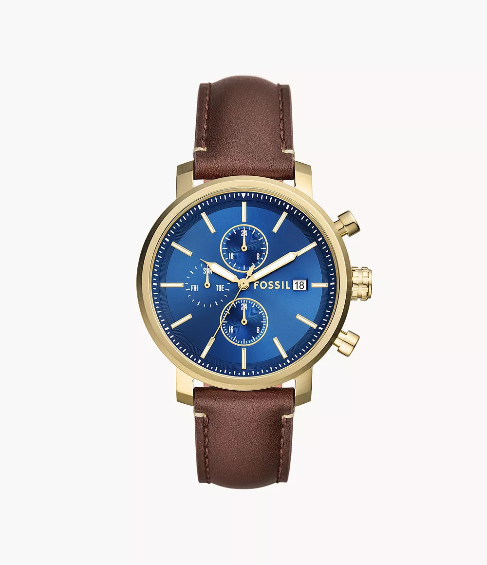 Fossil Rhett Multifunction Brown LiteHide Leather Watch