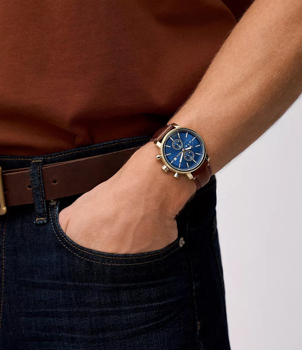 Fossil Rhett Multifunction Brown LiteHide Leather Watch