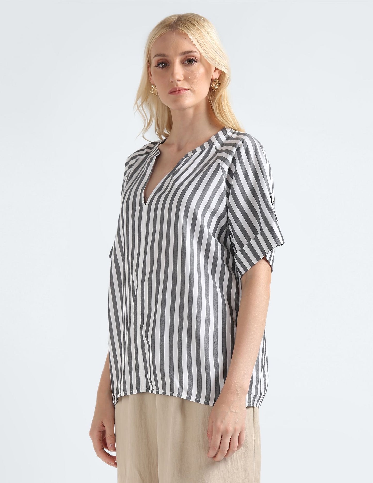 Tommy Hilfiger Gold Button Vertical Stripe Shirt