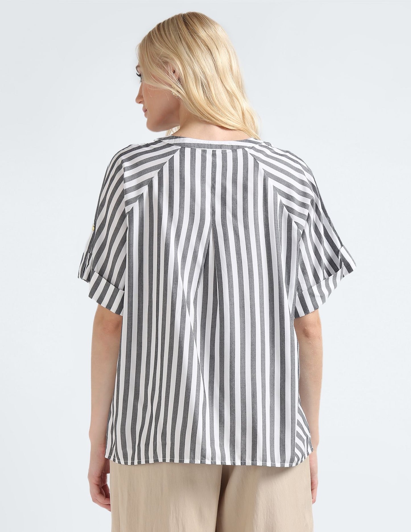 Tommy Hilfiger Gold Button Vertical Stripe Shirt