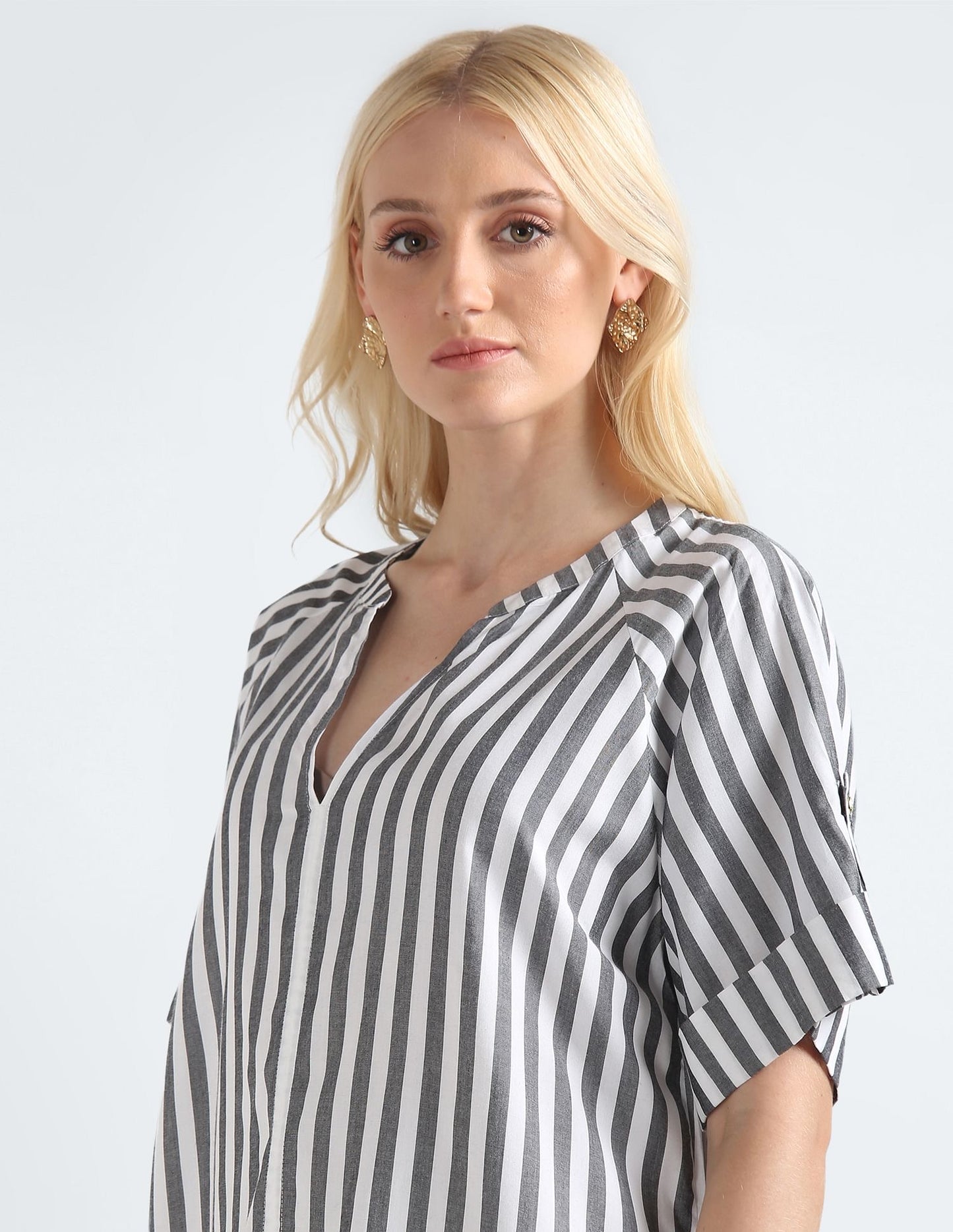 Tommy Hilfiger Gold Button Vertical Stripe Shirt
