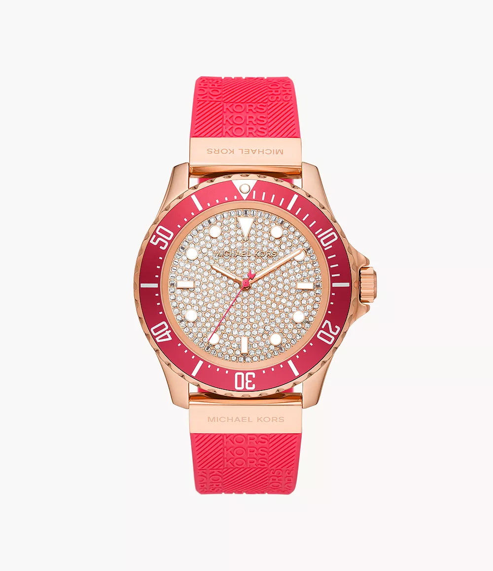 Michael Kors Everest Three-Hand Geranium Pink Silicone Watch