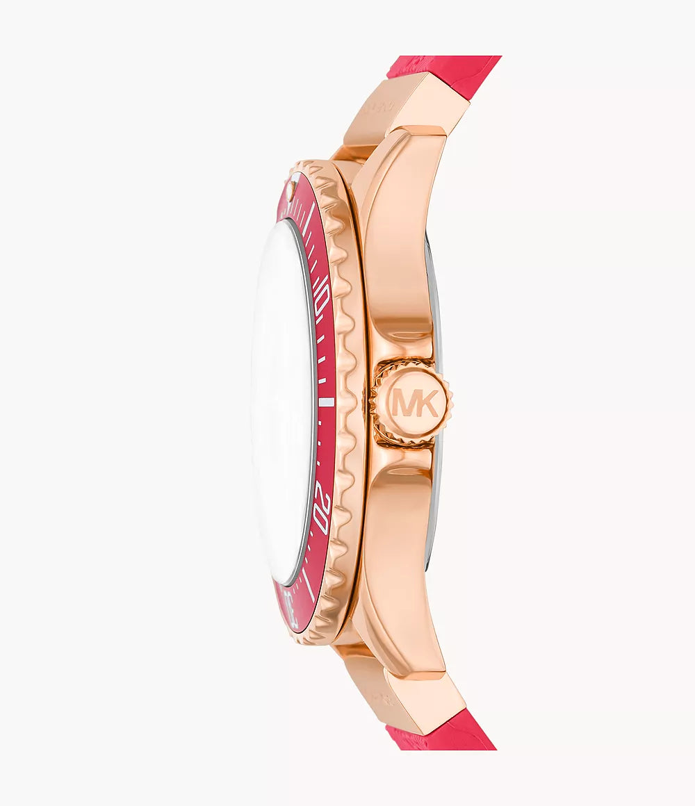 Michael Kors Everest Three-Hand Geranium Pink Silicone Watch