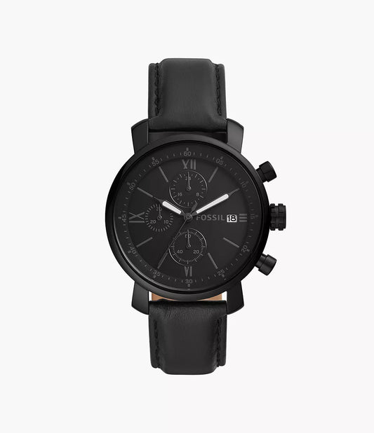 Fossil Rhett Chronograph Black Leather Watch