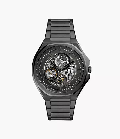 Fossil Evanston Automatic Black Stainless Steel Watch