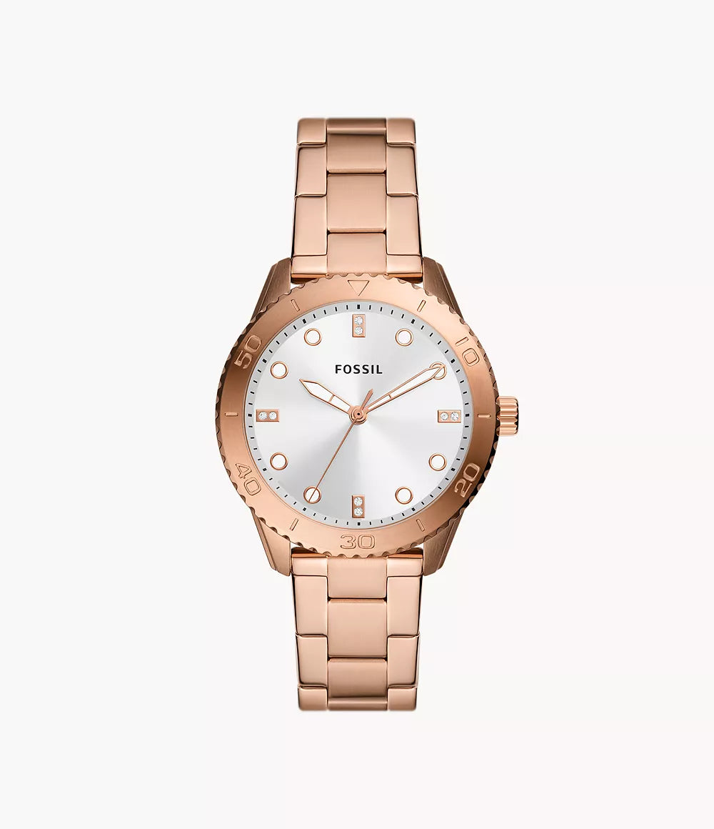 Fossil Dayle Three-Hand Rose Gold-Tone Stainless Steel Watch