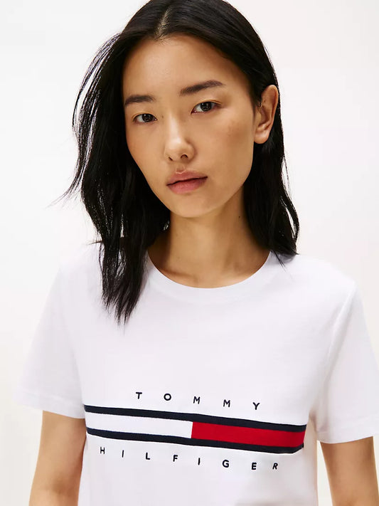 Tommy Hilfiger-Embroidered Flag Stripe Logo T-Shirt