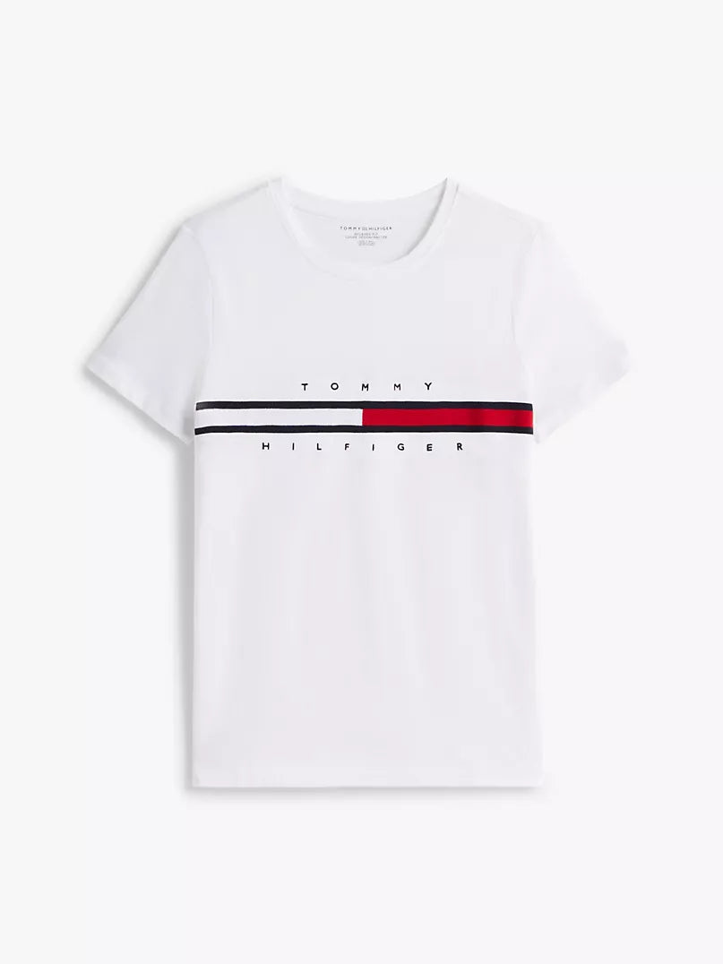 Tommy Hilfiger-Embroidered Flag Stripe Logo T-Shirt