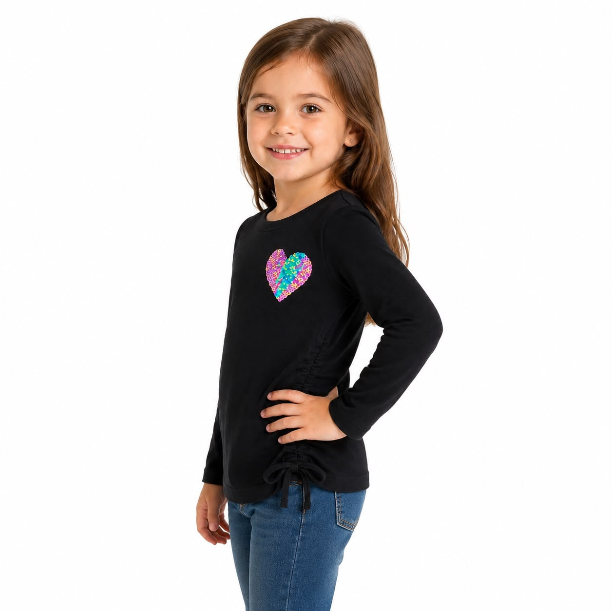 Old Navy Long-Sleeve Side-Ruched Graphic T-Shirt for Girls