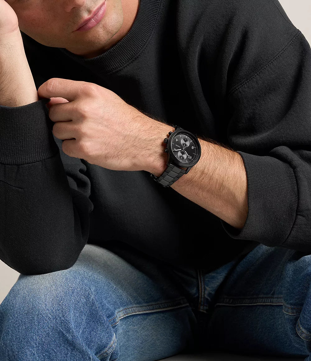 Fossil multifunción Bennett de acero inoxidable en color negro