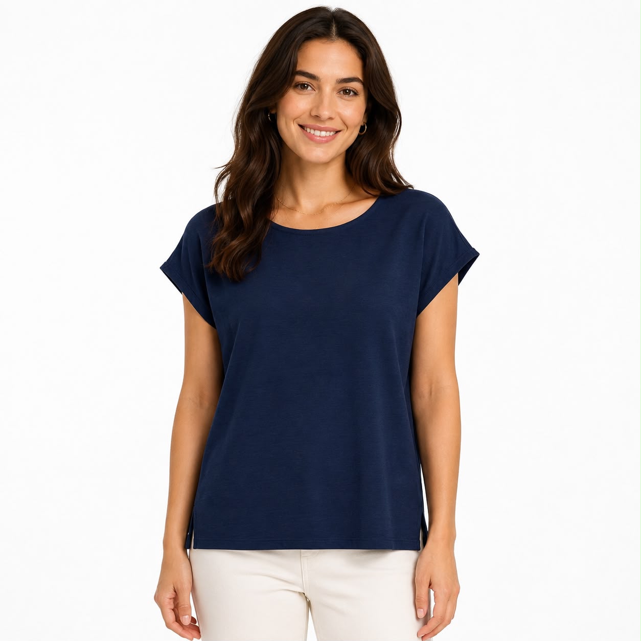 Anne Klein Short-sleeved t-shirt with draped crew neck