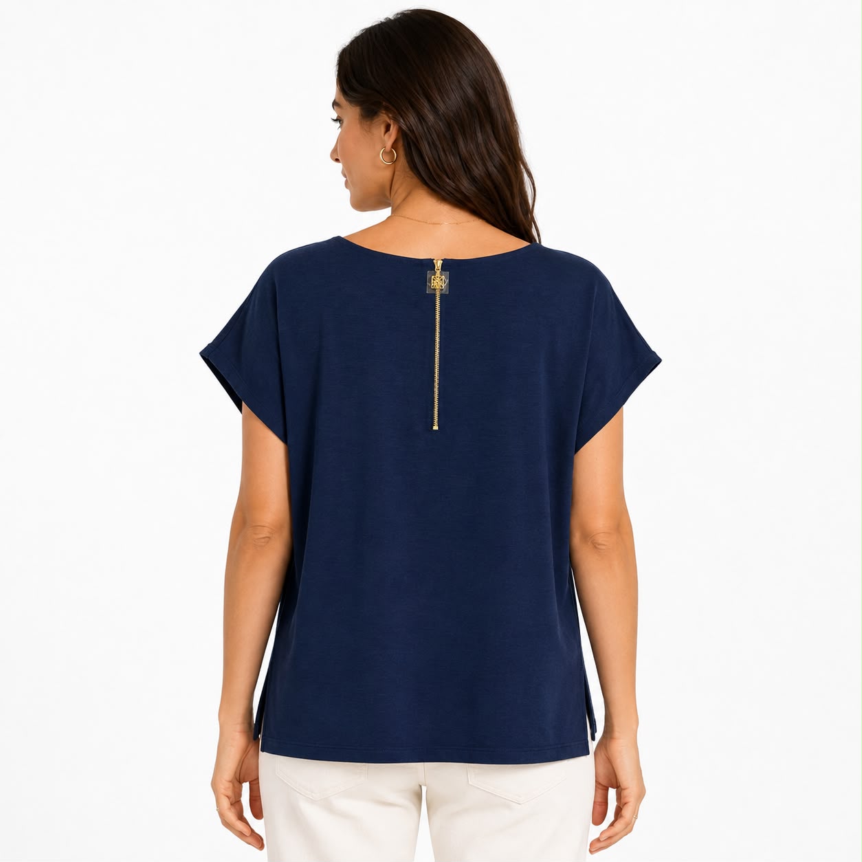 Anne Klein Short-sleeved t-shirt with draped crew neck