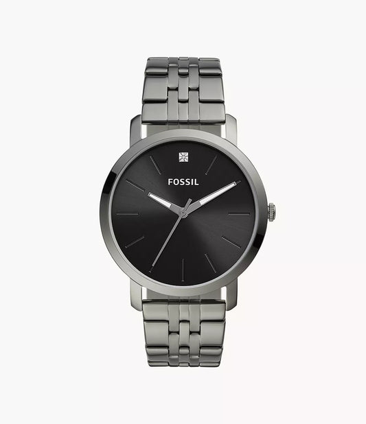 Fossil Lux Luther Three-Hand Smoke Stainless Steel Watch