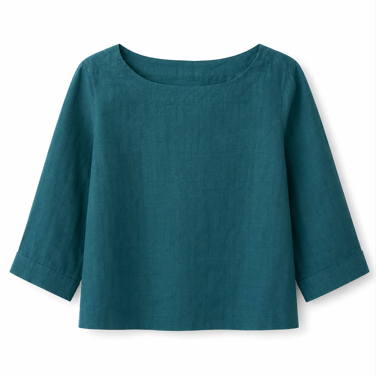 Martha Stewart Loose linen blouse in blue-green