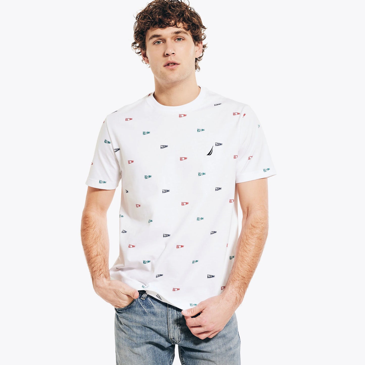 Nautica Flag Print Crewneck T-Shirt