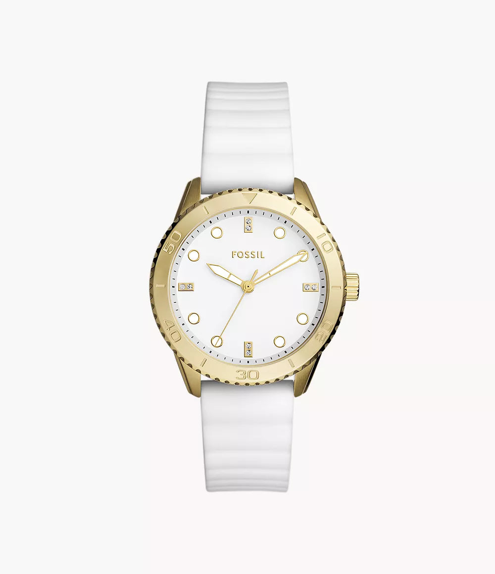 Fossil Dayle Three-Hand White Silicone Watch