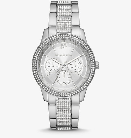 Michel Kors Oversized Tibby Pavé Silver-Tone Watch