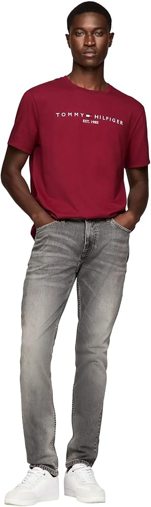 Tommy Hilfiger Men's Regular Fit Crew Neck T-Shirt with Embroidered Tommy Logo