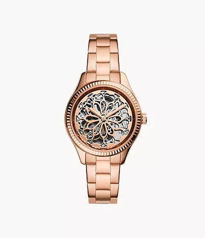 Fossil Rye Automatic Rose Gold-Tone Stainless Steel Watch