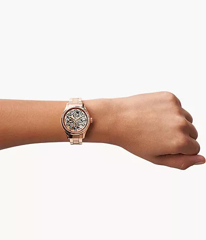 Fossil Rye Automatic Rose Gold-Tone Stainless Steel Watch