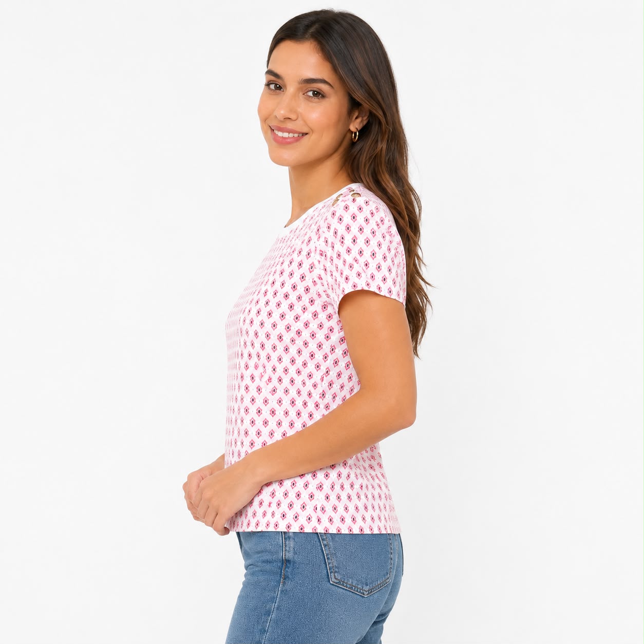 Style & Co Women's Printed Pima Cotton Boat-Neck Top