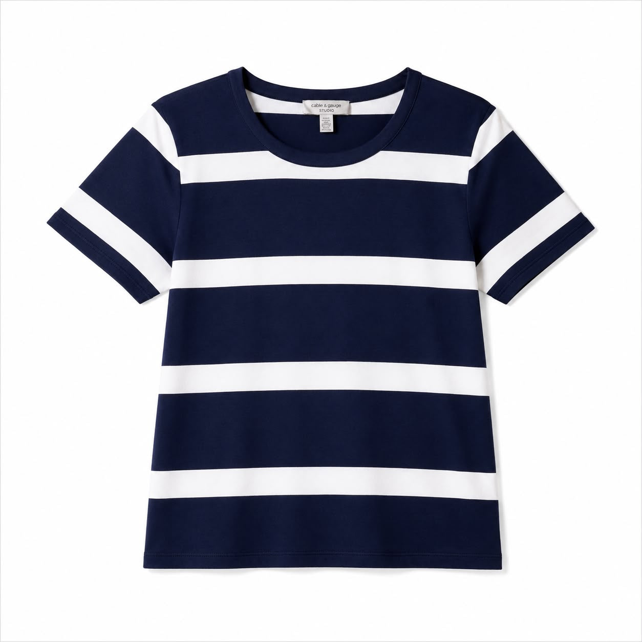 Cable & Gauge short-sleeved t-shirt features a classic striped design