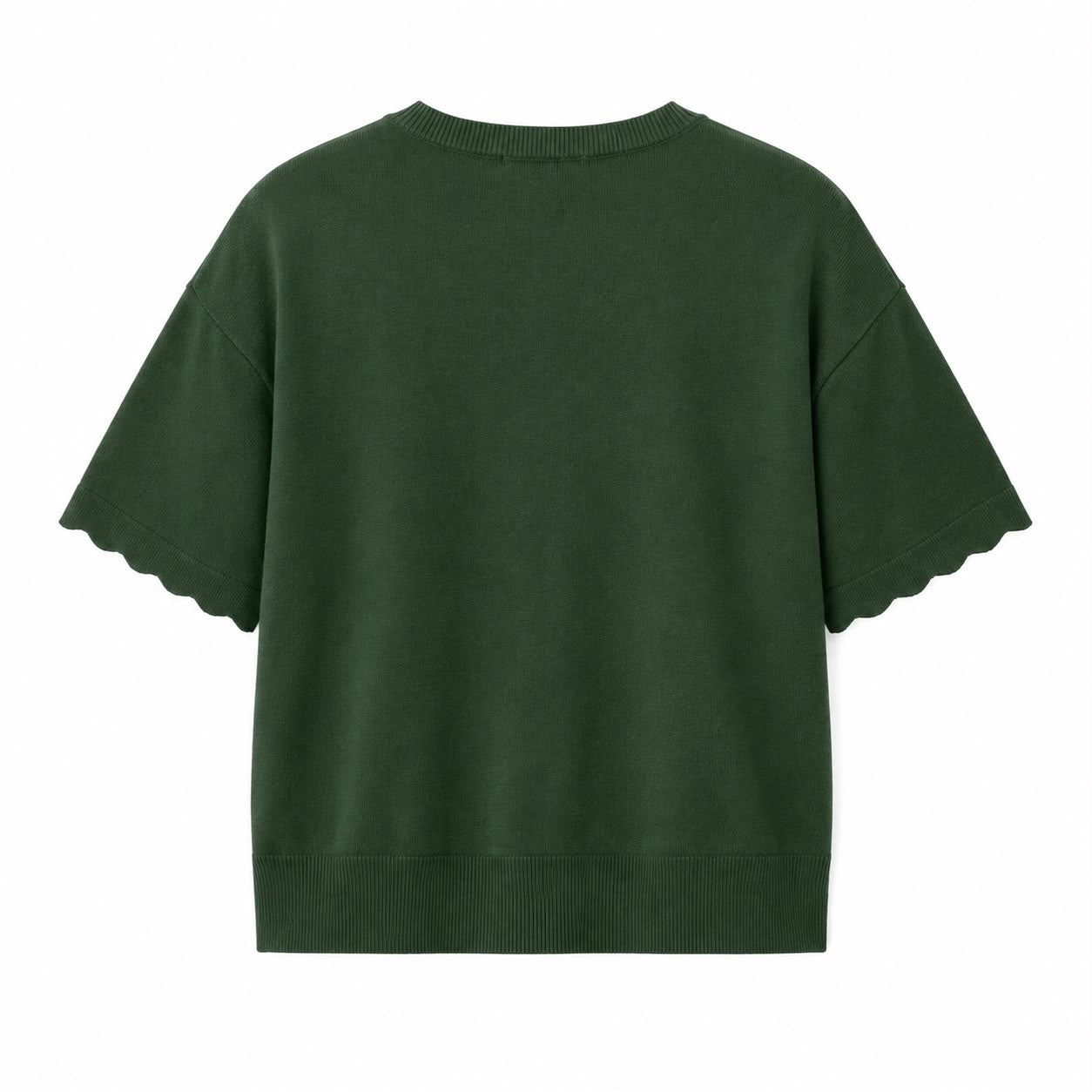 Cable & Gauge Short-sleeved V-neck knit sweater in green