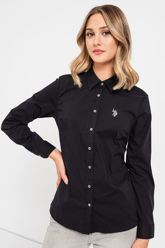 U.S. Polo Assn. Women's Black Long Sleeve Basic Shirt