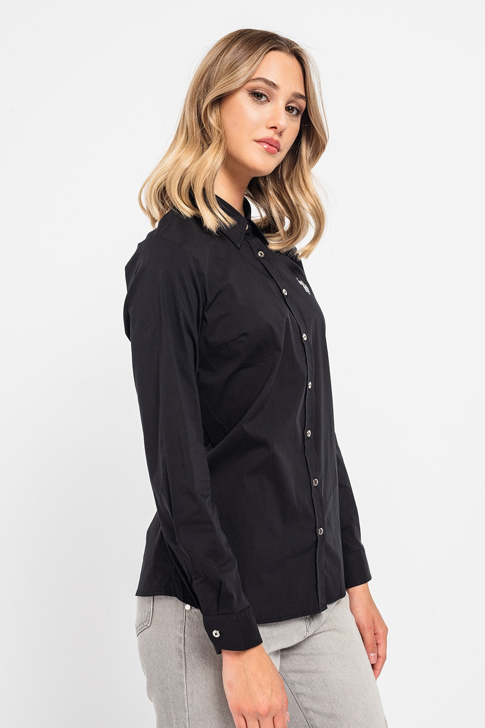 U.S. Polo Assn. Women's Black Long Sleeve Basic Shirt