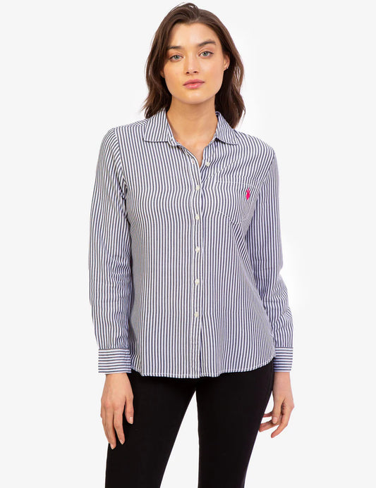 U.S. Polo Assn. Women's Stripped Long Sleeve Basic Shirt