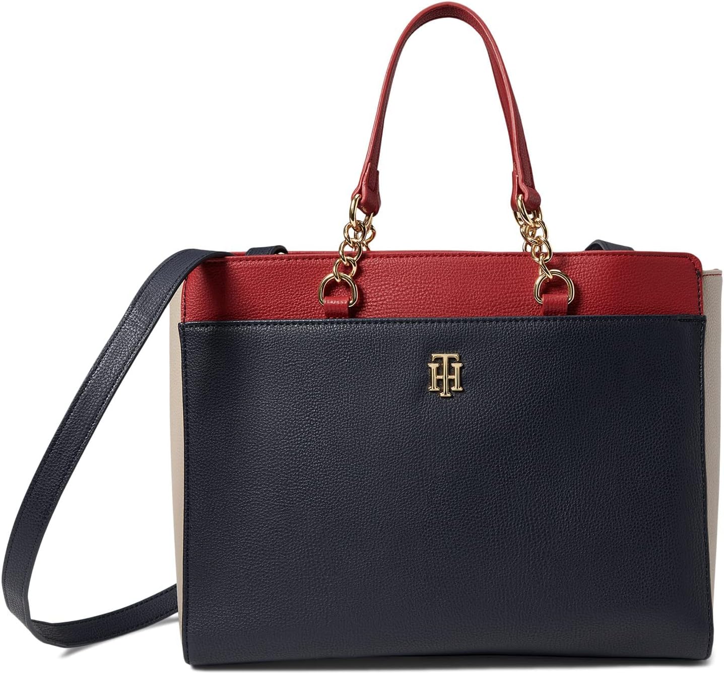 Tommy Hilfiger Antonella II Convertible Satchel Square Monogram Jacquard