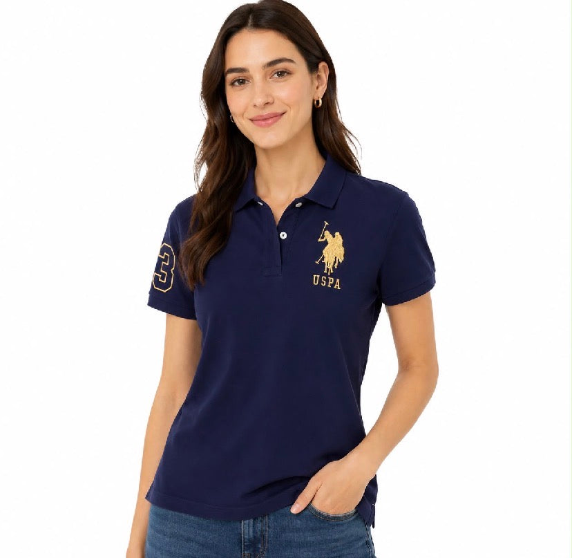 Us Polo Assn Metallic Print Polo Shirt Women’s