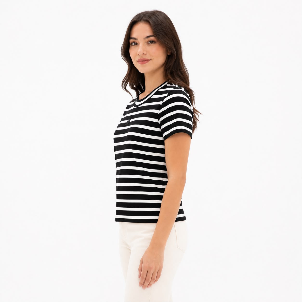 DKNY black and white striped short sleeve t-shirt