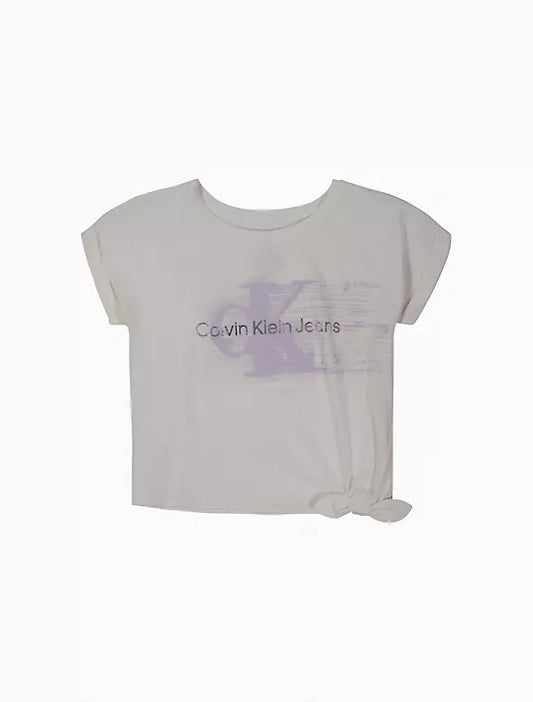 Calvin Klein Girls Brush Monogram Logo T-Shirt