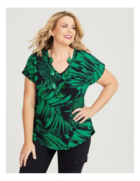 Rafaella Cotton Abstract Leaf Top Shirt